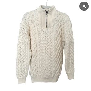 Cable Knit Sweater,Irish Wool, Half-Zip, Chunky Sweater, Vintage, Old Money